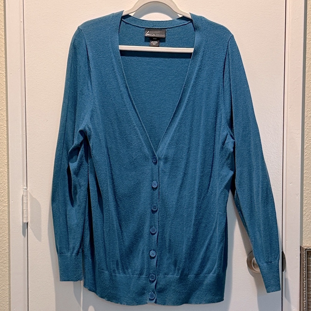 Lane Bryant Teal Button-Up Cardigan